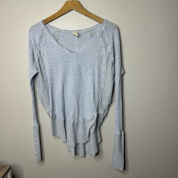 Free People We the Free Catalina Long Sleeve Top in Baby Blue - Picture 2 of 7
